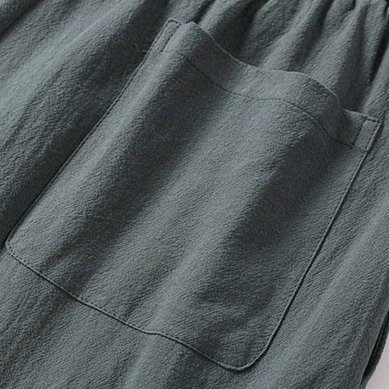 Pantalones de lino y algodón para hombre con diseño de Buddha Stones, pierna recta, cremallera y bolsillos. - image 7