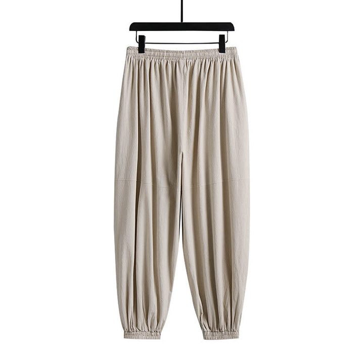 Pantalones de lino y algodón con bolsillos y cordón ajustable hasta el tobillo para hombre de Buddha Stones - image 5