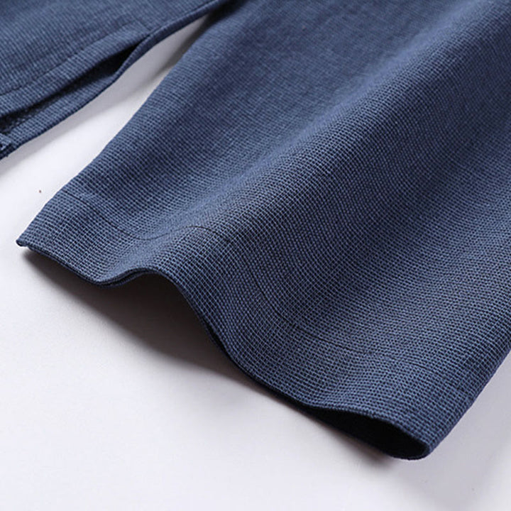 Camisa de algodón de manga larga para hombre con botones en color liso y sencillo con Buddha Stones - image 5