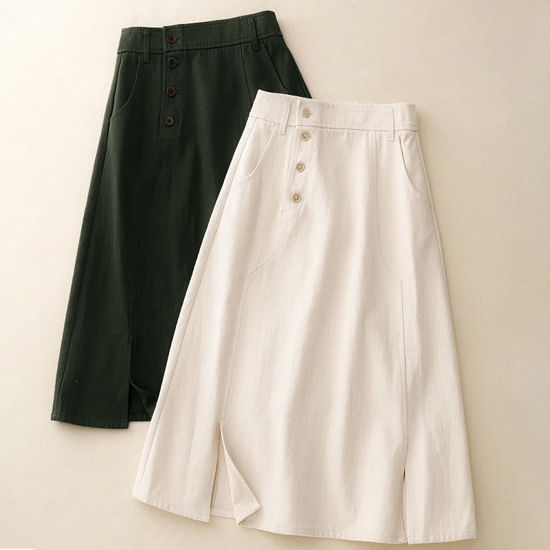 Falda de algodón lisa con bolsillos para mujer Buddha Stones - image 16