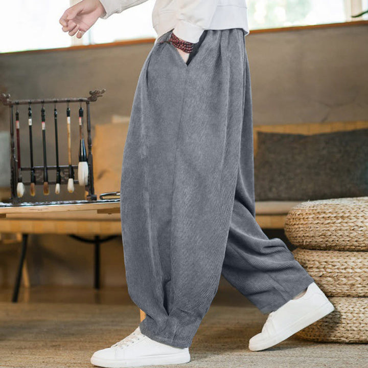 Pantalones harén de pana con forro polar liso y diseño simple para hombre, estilo retro Buddha Stones, con bolsillos - Gris pizarra claro (versión estándar) - US/UK/AU46, EU56 (5XL) - image 13
