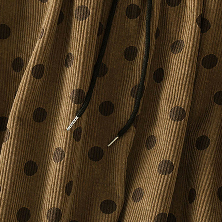 Falda de pana con estampado de lunares de invierno de Buddha Stones para mujer con bolsillos - image 6