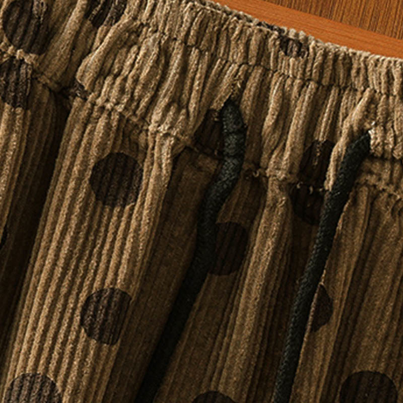 Falda de pana con estampado de lunares de invierno de Buddha Stones para mujer con bolsillos - image 4
