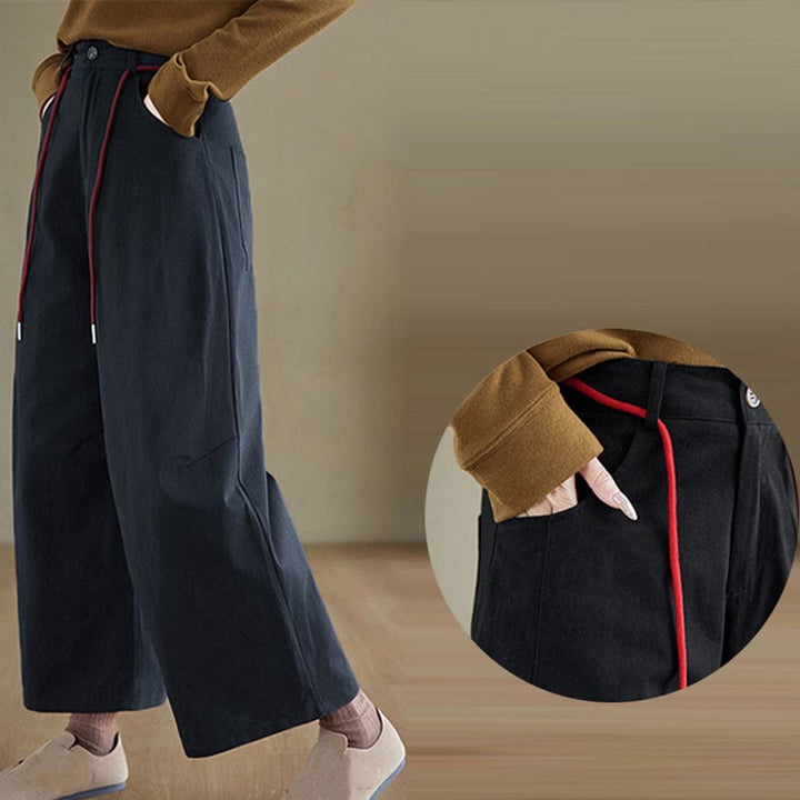 Pantalones casuales de algodón liso Buddha Stones para mujer, largos 7-8, con bolsillos - image 4