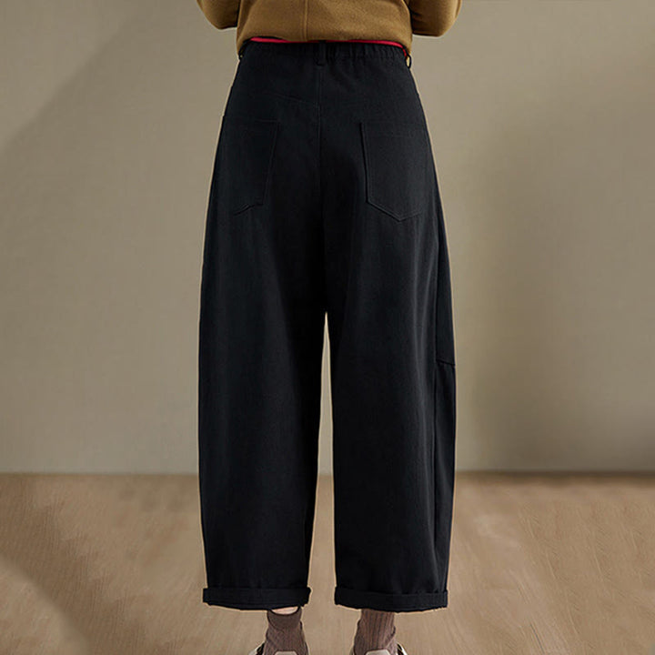 Pantalones casuales de algodón liso Buddha Stones para mujer, largos 7-8, con bolsillos - image 15