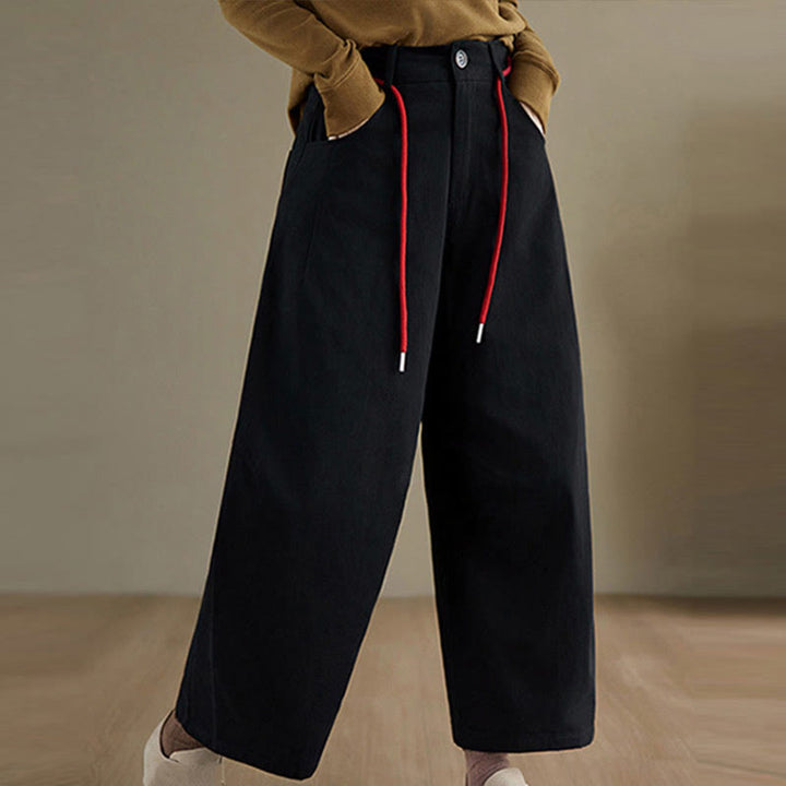 Pantalones casuales de algodón liso Buddha Stones para mujer, largos 7-8, con bolsillos - Negro - US8-10，UK/AU12-14，EU40-42 (2XL) - image 11