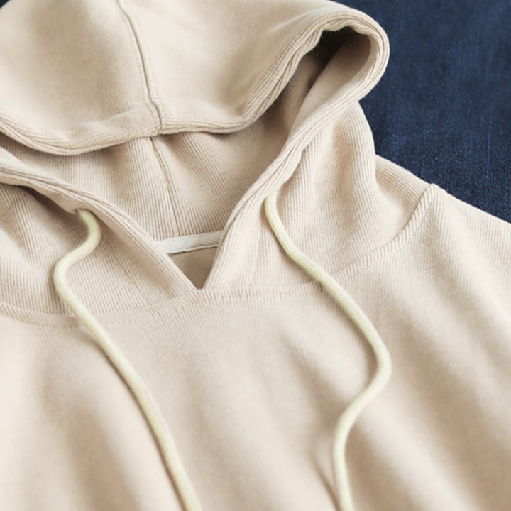 Sudadera con capucha de algodón de manga larga para mujer con botones laterales en color liso y estampado de Buddha Stones Fall - image 7