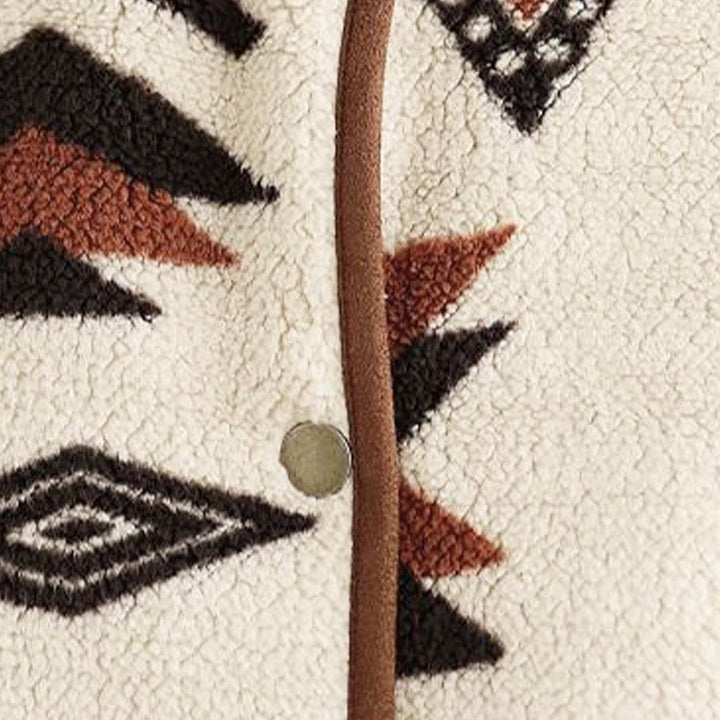 Chaqueta de algodón de manga larga para mujer con estampados geométricos y Buddha Stones para otoño e invierno  - image 11