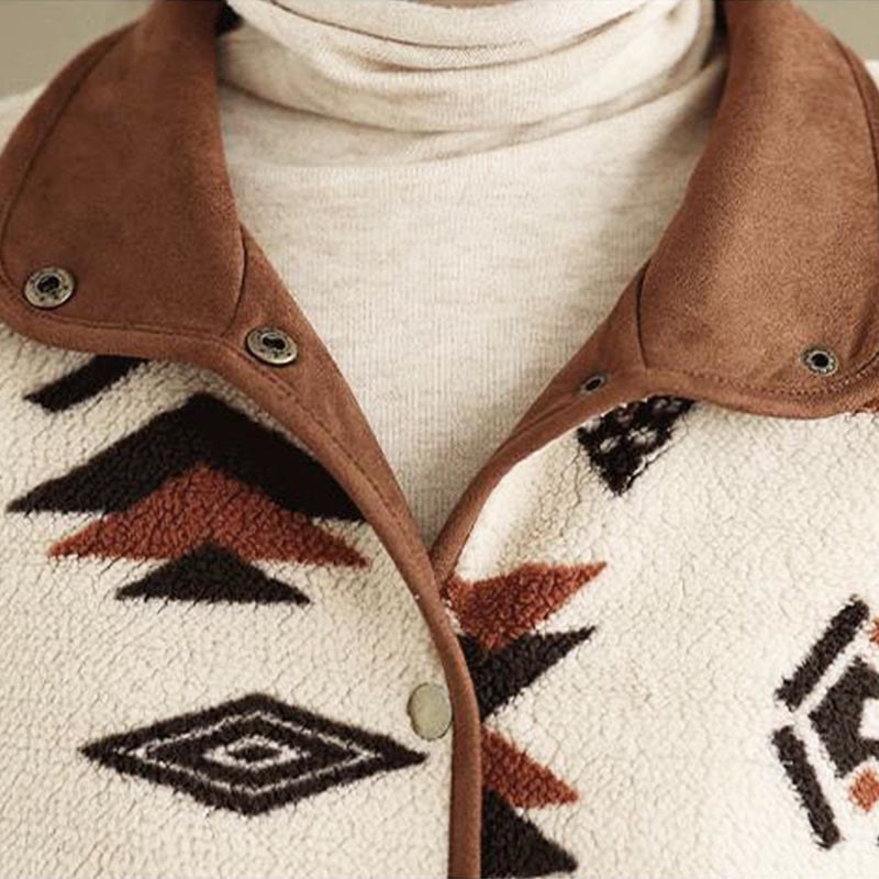 Chaqueta de algodón de manga larga para mujer con estampados geométricos y Buddha Stones para otoño e invierno  - image 9