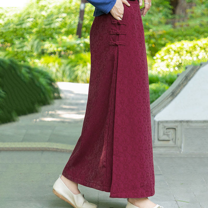 Falda de pana con botones de rana y bolsillos para mujer, con estampado floral de Buddha Stones, para otoño e invierno - image 10