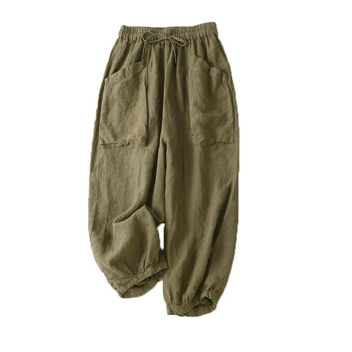 Pantalones capri de algodón estilo harén con bolsillos para mujer Buddha Stones Commute - image 5