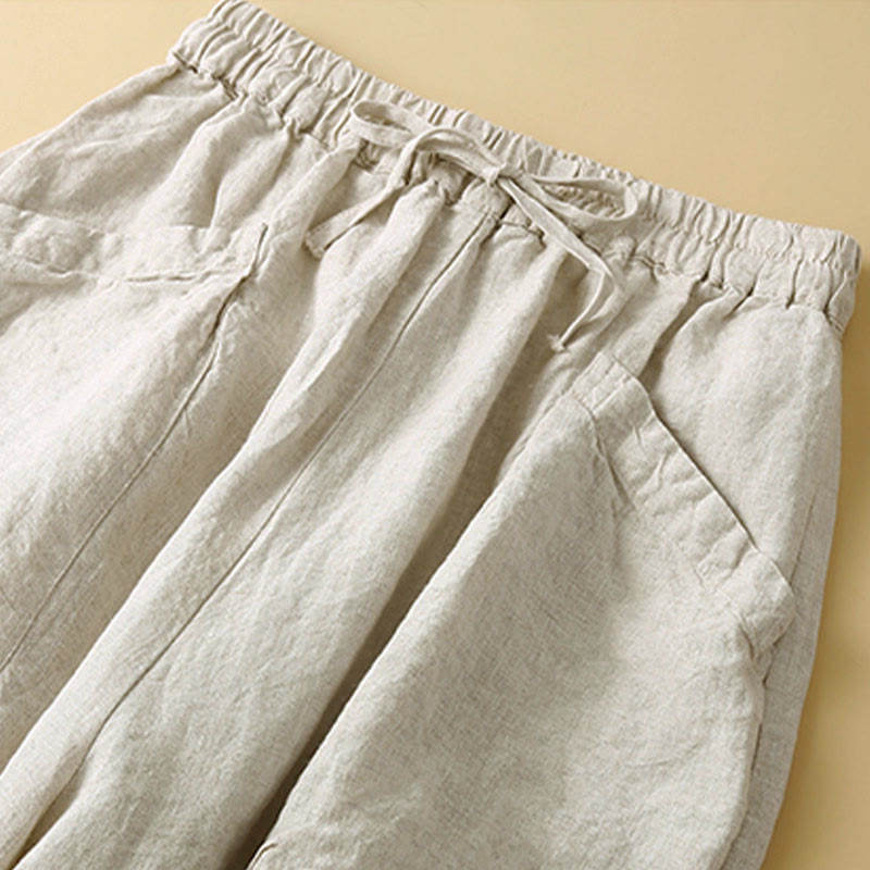 Pantalones capri tipo harem lisos con bolsillos para mujer de Buddha Stones Commute - image 14