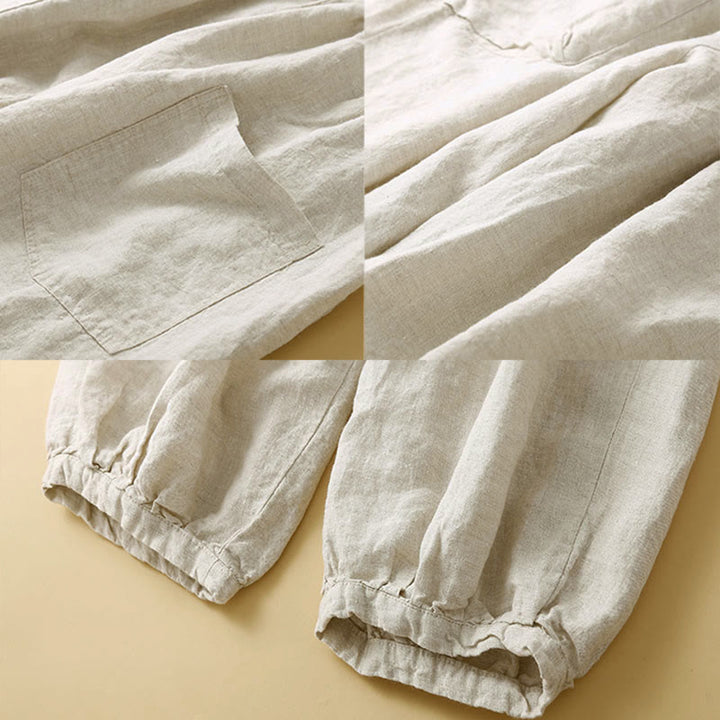 Pantalones capri tipo harem lisos con bolsillos para mujer de Buddha Stones Commute - image 15