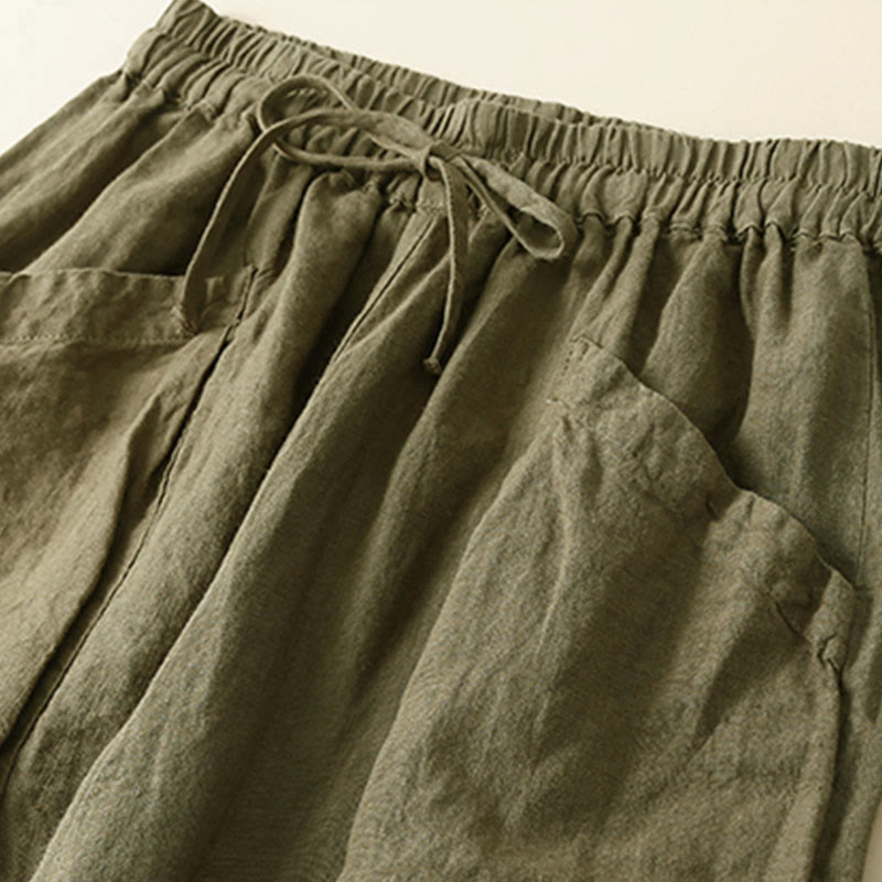 Pantalones capri de algodón estilo harén con bolsillos para mujer Buddha Stones Commute - image 1