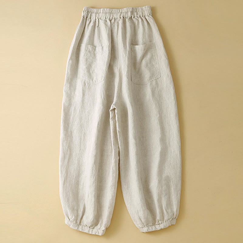 Pantalones capri tipo harem lisos con bolsillos para mujer de Buddha Stones Commute - image 12