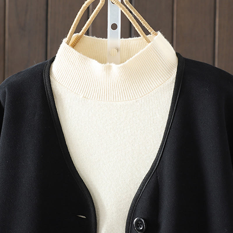 Chaqueta de algodón de manga larga para mujer, sencilla, lisa, con cuello en V y botones, con estampado de Buddha Stones - image 2