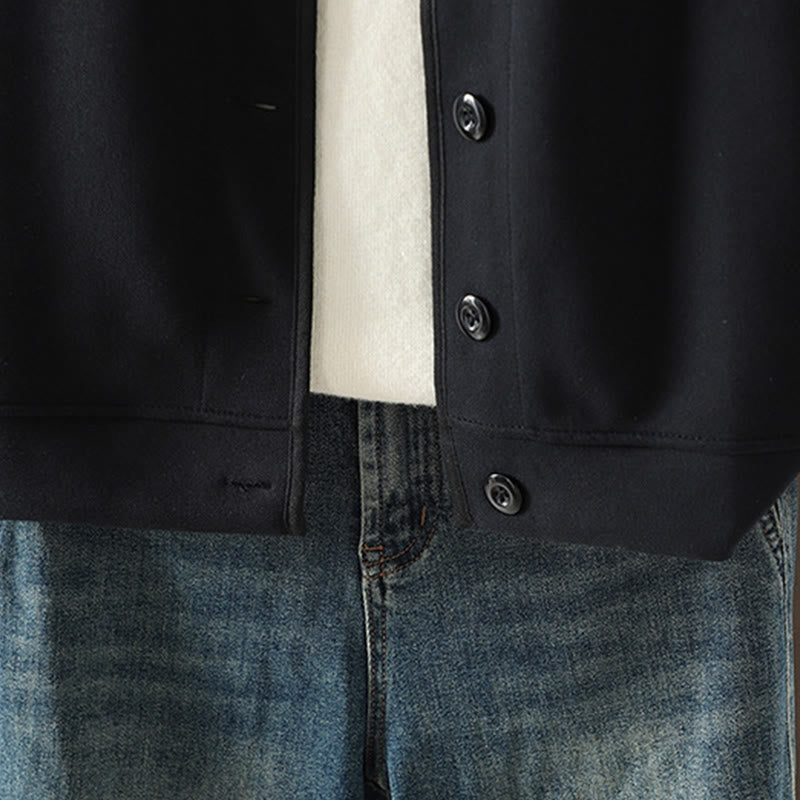 Chaqueta de algodón de manga larga para mujer, sencilla, lisa, con cuello en V y botones, con estampado de Buddha Stones - image 4