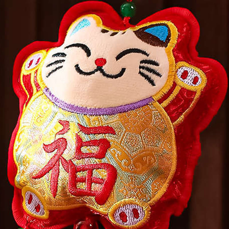 Bordado de Buddha Stones con el personaje Fu del Año del Caballo en forma de moneda de cobre con hilo rojo para decoración colgante. - image 12