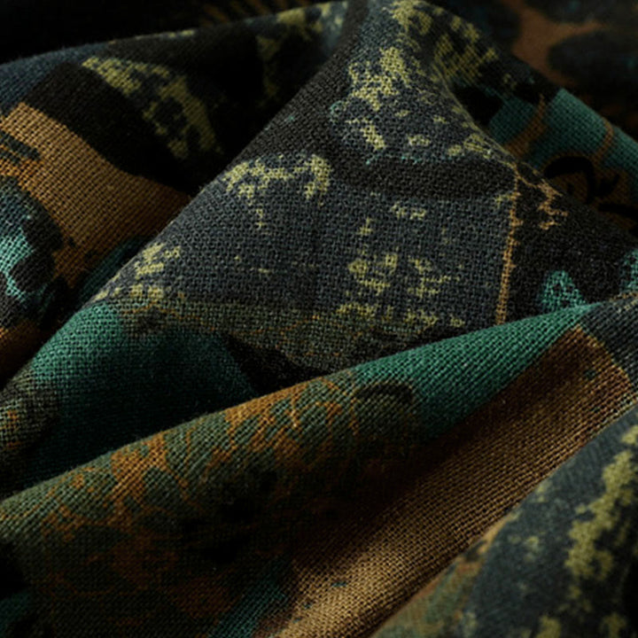 Camiseta de manga larga para mujer con cuello en V y bolsillos, con diseño geométrico de patchwork y Buddha Stones en otoño - image 15