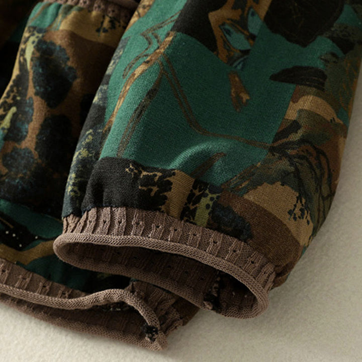 Camiseta de manga larga para mujer con cuello en V y bolsillos, con diseño geométrico de patchwork y Buddha Stones en otoño - image 13