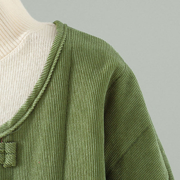 Chaqueta de algodón de manga larga para mujer con botones de rana y diseño sencillo de Buddha Stones - image 12