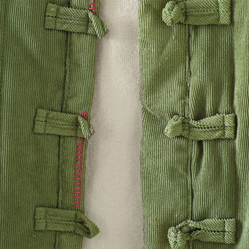 Chaqueta de algodón de manga larga para mujer con botones de rana y diseño sencillo de Buddha Stones - image 14