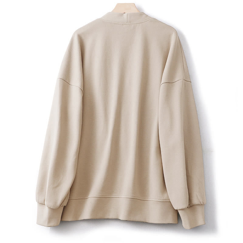 Chaqueta de algodón de manga larga para mujer con botones lisos Buddha Stones - image 1