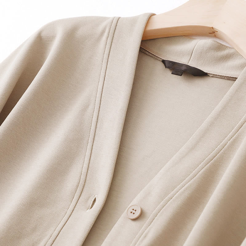 Chaqueta de algodón de manga larga para mujer con botones lisos Buddha Stones - image 8