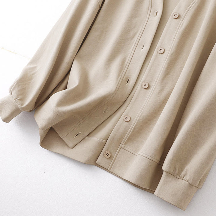 Chaqueta de algodón de manga larga para mujer con botones lisos Buddha Stones - image 2