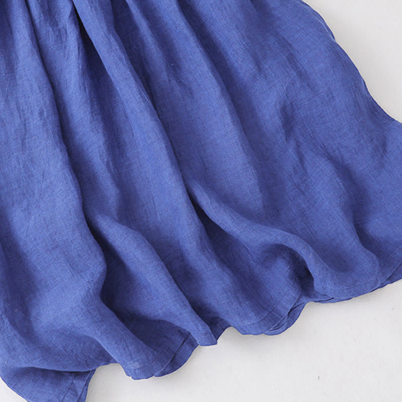 Vestido midi de algodón de manga larga con bolsillos y Buddha Stones - image 8