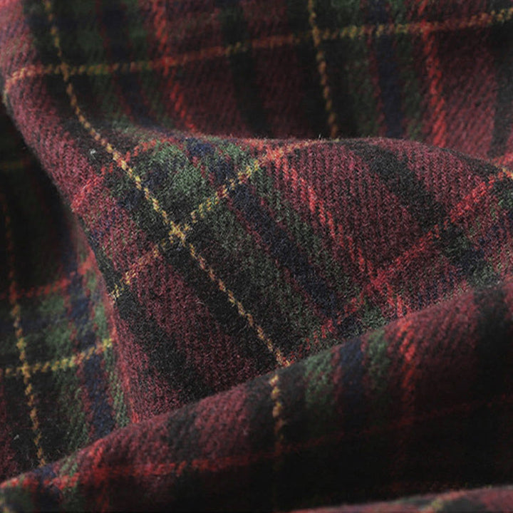 Falda de algodón con estampado a cuadros para mujer, con bolsillos, de Buddha Stones, primavera y otoño - image 3