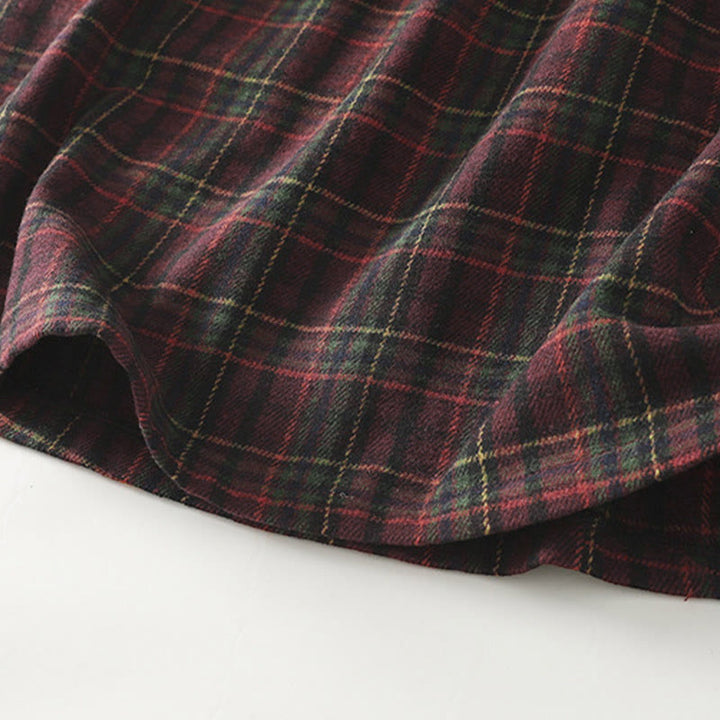 Falda de algodón con estampado a cuadros para mujer, con bolsillos, de Buddha Stones, primavera y otoño - image 5