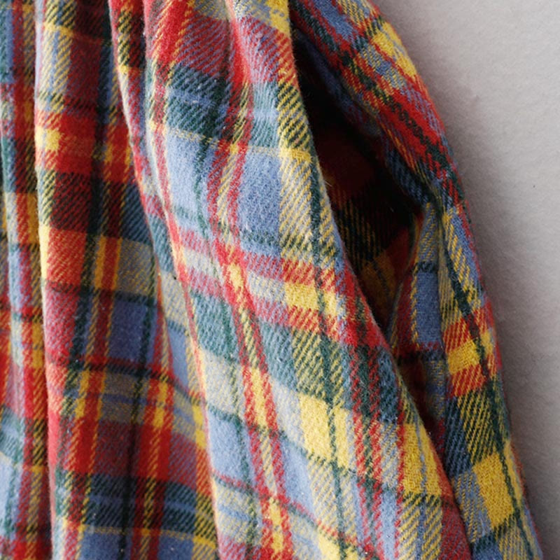 Falda de algodón con estampado a cuadros para mujer, con bolsillos, de Buddha Stones, para otoño e invierno - image 3