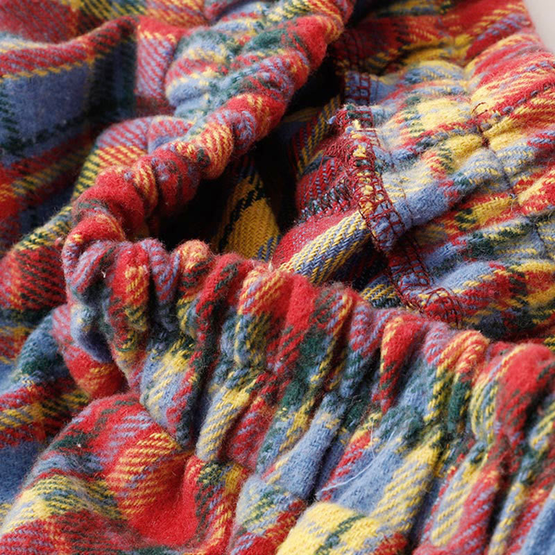 Falda de algodón con estampado a cuadros para mujer, con bolsillos, de Buddha Stones, para otoño e invierno - image 7