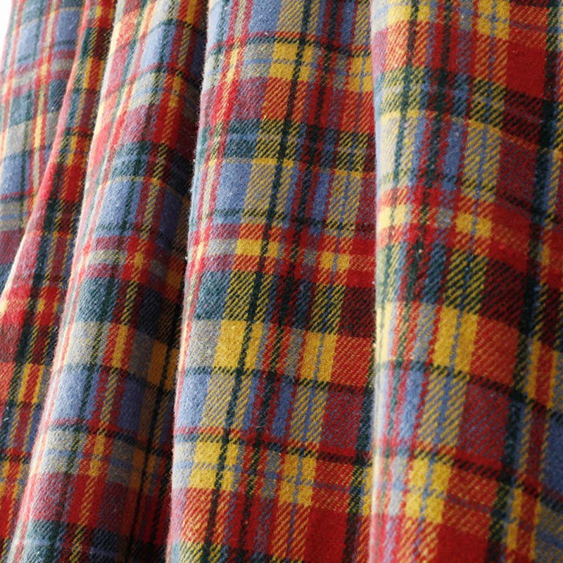 Falda de algodón con estampado a cuadros para mujer, con bolsillos, de Buddha Stones, para otoño e invierno - image 8