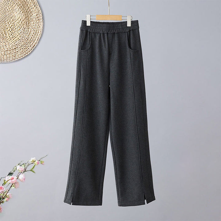 Buddha Stones Pantalones casuales gruesos de algodón con bolsillos y diseño de bloques de color liso para mujer - Negro - US8-10，UK/AU12-14，EU40-42 (2XL) - image 5