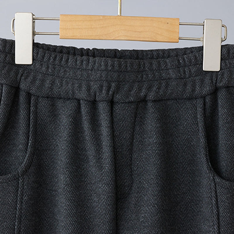 Buddha Stones Pantalones casuales gruesos de algodón con bolsillos y diseño de bloques de color liso para mujer - image 7