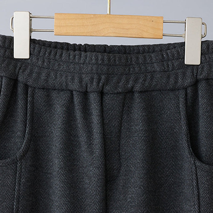 Buddha Stones Pantalones casuales gruesos de algodón con bolsillos y diseño de bloques de color liso para mujer - image 7