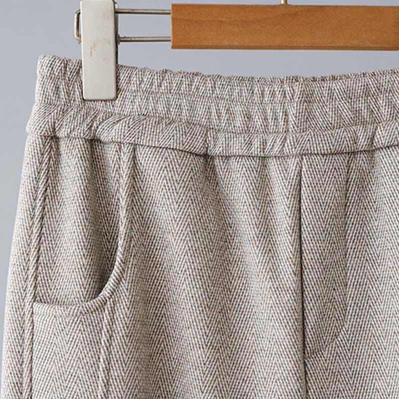 Buddha Stones Pantalones casuales gruesos de algodón con bolsillos y diseño de bloques de color liso para mujer - image 11