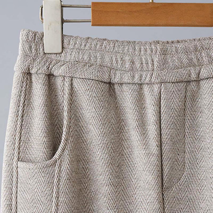 Buddha Stones Pantalones casuales gruesos de algodón con bolsillos y diseño de bloques de color liso para mujer - image 11