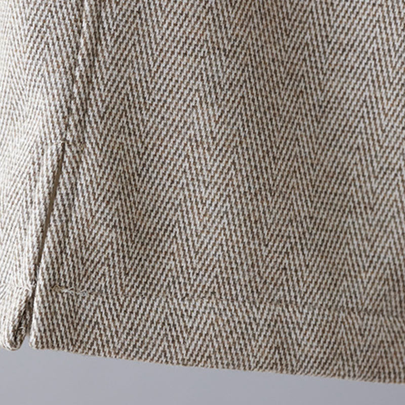 Buddha Stones Pantalones casuales gruesos de algodón con bolsillos y diseño de bloques de color liso para mujer - image 12