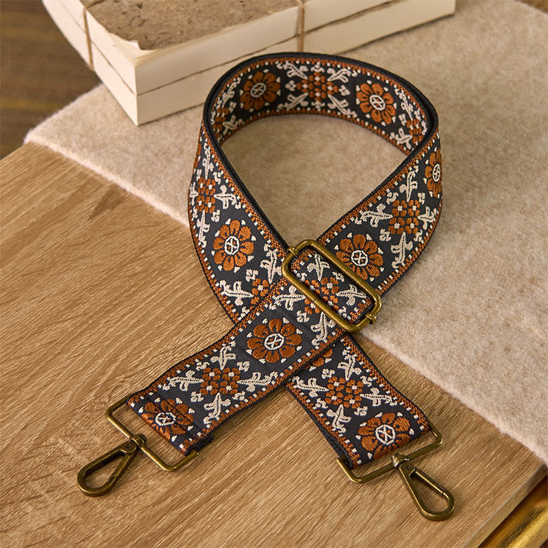 Correas de repuesto para bolso de hombro tipo bandolera, ajustables, con diseño geométrico, de flores marrones y Buddha Stones - Marrón - 70-135 cm x 5 cm - image 0