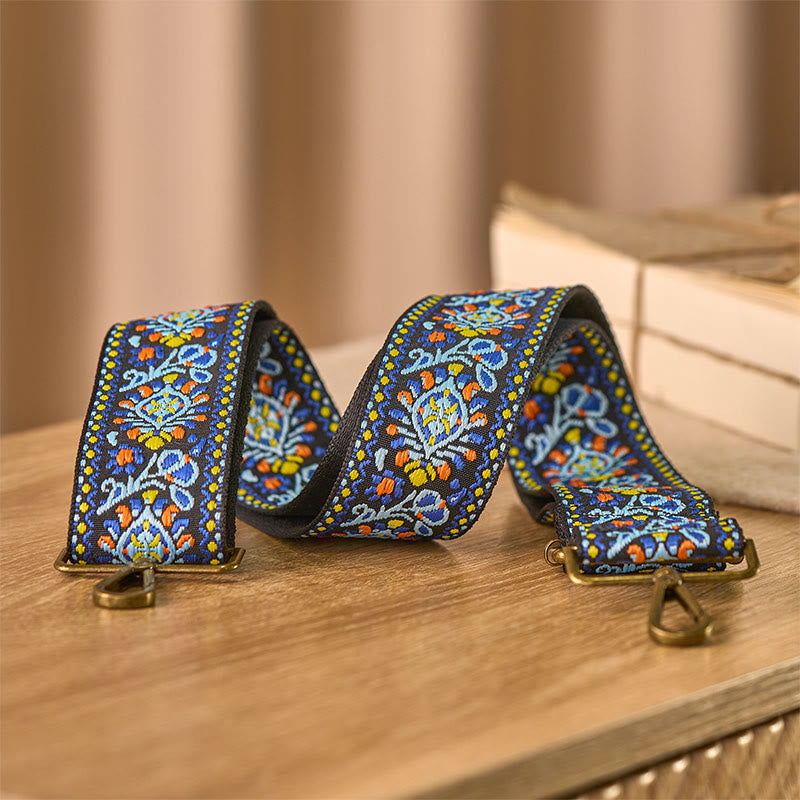 Correas de repuesto para bolso de mano, ajustables, con diseño geométrico, de flores azul marino y Buddha Stones. - image 3