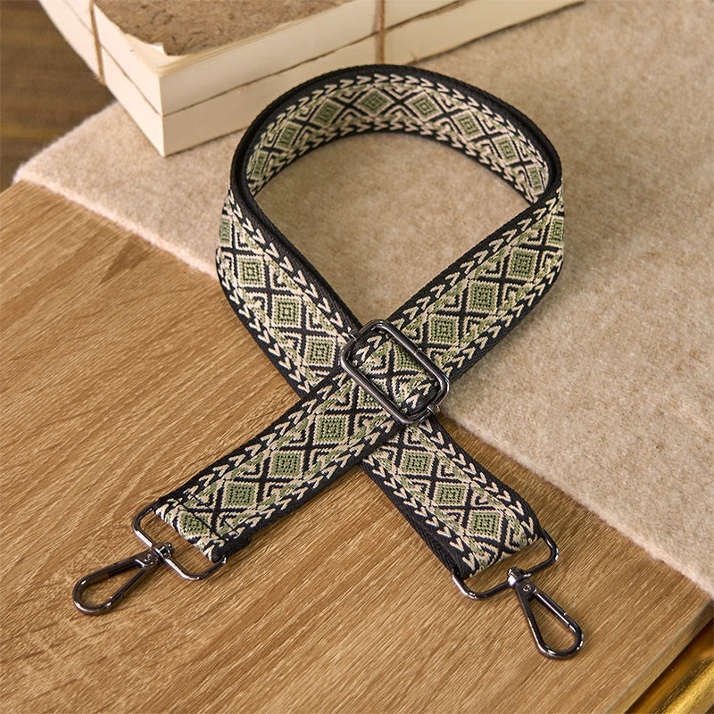 Correas de repuesto para bolso de mano, ajustables, con diseño geométrico, de rombos, diamantes y Buddha Stones bohemio. - Verde claro - 75-145 cm x 3,8 cm - image 6