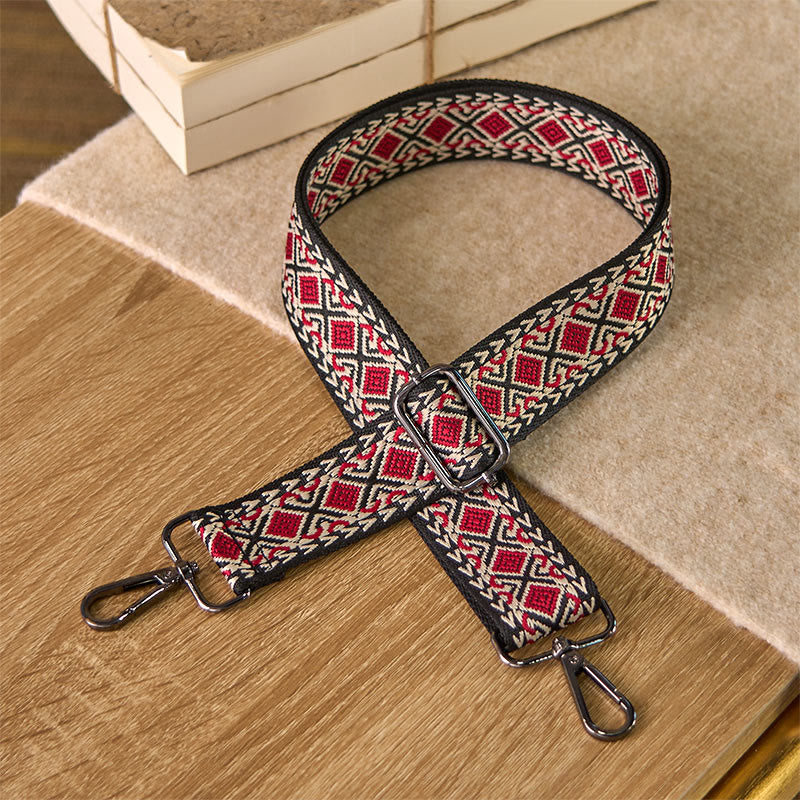 Correas de repuesto para bolso de mano, ajustables, con diseño geométrico, de rombos, diamantes y Buddha Stones bohemio. - Rojo - 75-145 cm x 3,8 cm - image 4