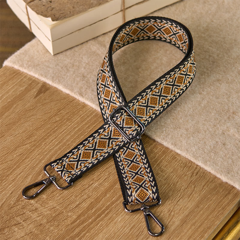 Correas de repuesto para bolso de mano, ajustables, con diseño geométrico, de rombos, diamantes y Buddha Stones bohemio. - Marrón - 75-145 cm x 3,8 cm - image 2