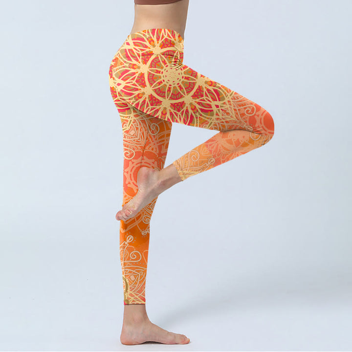 Leggings de yoga para mujer con estampado geométrico simétrico de Buddha Stones - image 3
