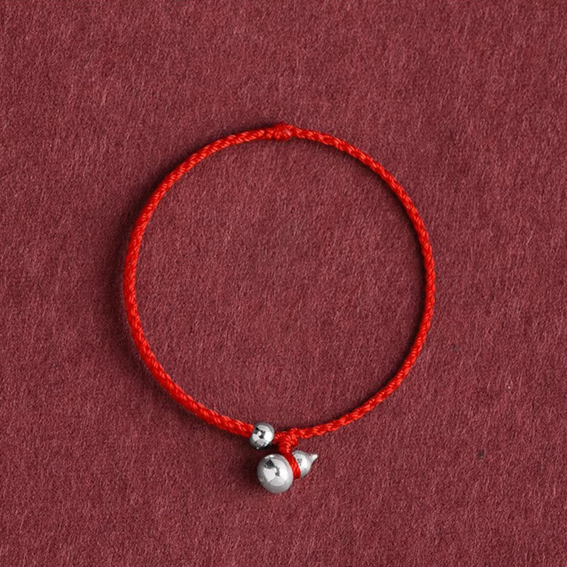 Buddha Stones Pulsera con dije de calabaza de la suerte en plata de ley 925 con cierre de cordón - image 0