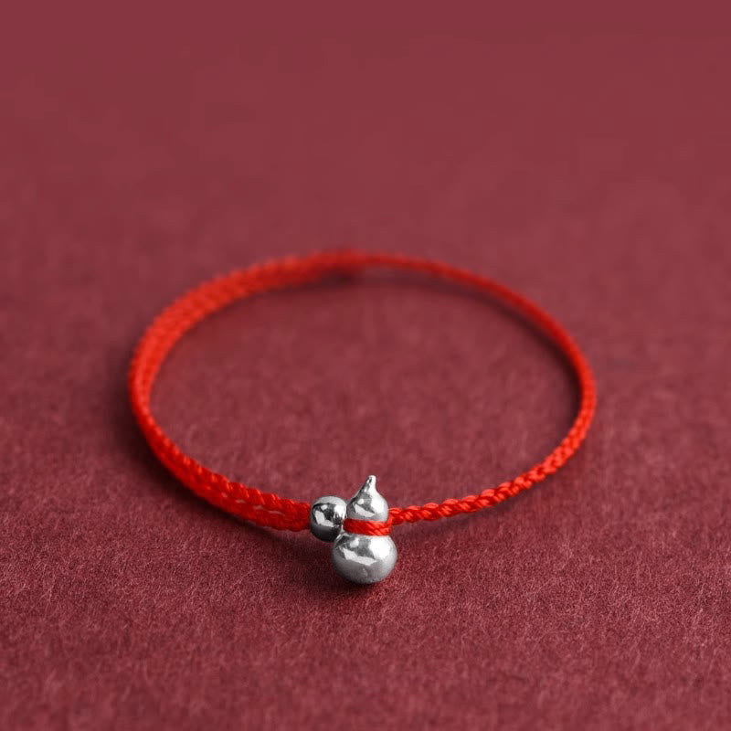 Buddha Stones Pulsera con dije de calabaza de la suerte en plata de ley 925 con cierre de cordón - Calabaza Cuerda Roja - 15-20 cm - image 1