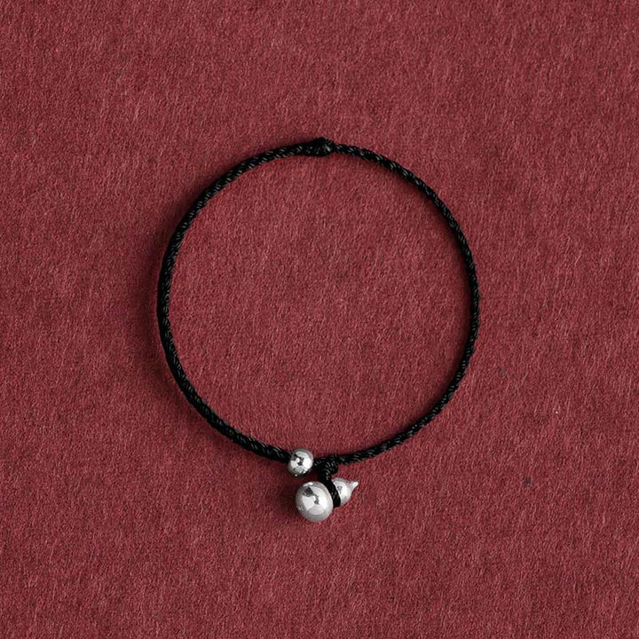 Buddha Stones Pulsera con dije de calabaza de la suerte en plata de ley 925 con cierre de cordón - Cuerda negra de calabaza - 15-20 cm - image 13